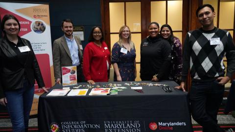 UME Tech Extension Educators, from left to right: Keri Grant, Blaise Brennan, Shelita Jackson, Maria Barga, Naimani Staley, Program Manager Vishnypriya Desai, and Aziz Hurtado Olson..